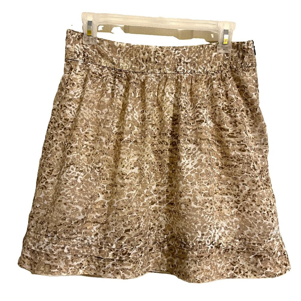Ann Taylor Loft Mini Skirt Brown and Cream Print Fully Lined Size 0
